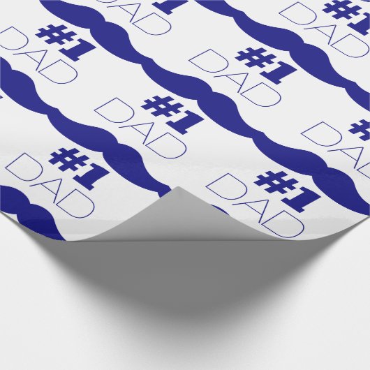 Nummer 1 Pap Blue Mustache - Nummer 1 Cadeaupapier (Hoek)