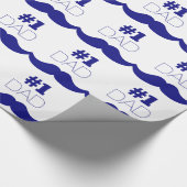 Nummer 1 Pap Blue Mustache - Nummer 1 Cadeaupapier (Hoek)
