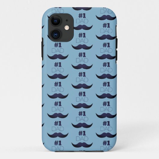 Nummer 1 Pap Blue Mustache - Nummer 1 Case-Mate iPhone Case (Achterkant)