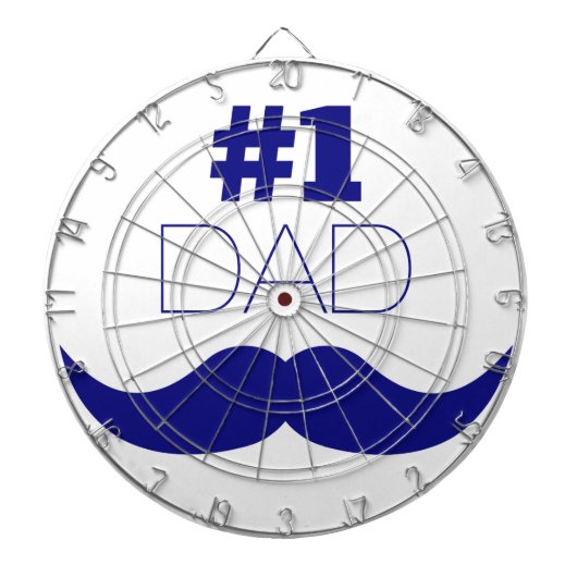 Nummer 1 Pap Blue Mustache - Nummer 1 Dartbord (Voorkant)