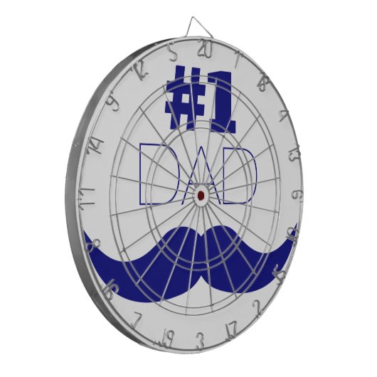 Nummer 1 Pap Blue Mustache - Nummer 1 Dartbord (Voorkant Links)