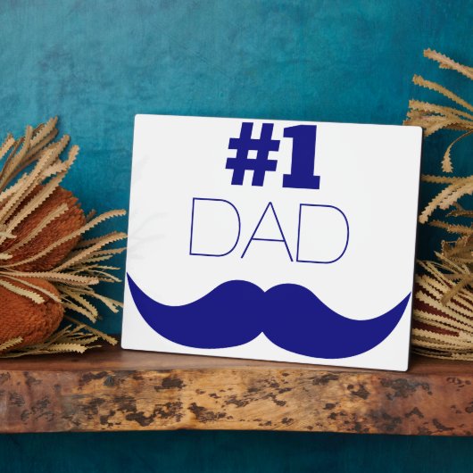 Nummer 1 Pap Blue Mustache - Nummer 1 Fotoplaat (Zijkant)