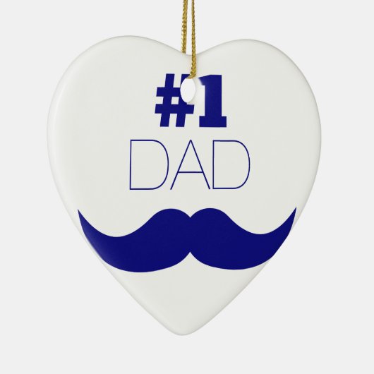 Nummer 1 Pap Blue Mustache - Nummer 1 Keramisch Ornament (Rechts)