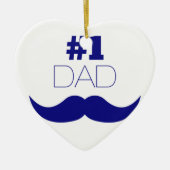 Nummer 1 Pap Blue Mustache - Nummer 1 Keramisch Ornament (Voorkant)