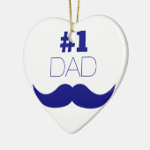 Nummer 1 Pap Blue Mustache - Nummer 1 Keramisch Ornament (Links)