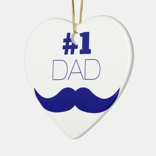 Nummer 1 Pap Blue Mustache - Nummer 1 Keramisch Ornament (Links)