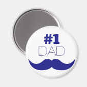 Nummer 1 Pap Blue Mustache - Nummer 1 Magneet (Voorkant / Achterkant)