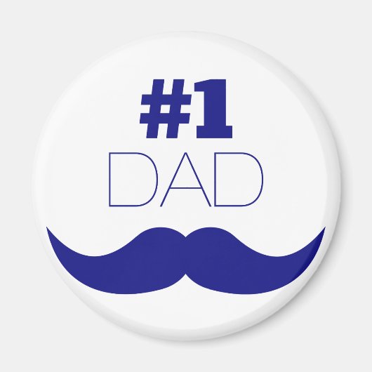 Nummer 1 Pap Blue Mustache - Nummer 1 Magneet (Voorkant)