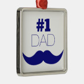 Nummer 1 Pap Blue Mustache - Nummer 1 Metalen Ornament (Rechts)