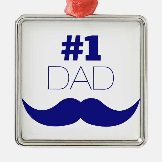 Nummer 1 Pap Blue Mustache - Nummer 1 Metalen Ornament (Voorkant)