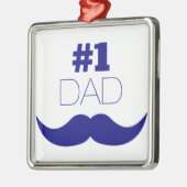 Nummer 1 Pap Blue Mustache - Nummer 1 Metalen Ornament (Links)