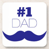 Nummer 1 Pap Blue Mustache - Nummer 1 Onderzetter (Voorkant)