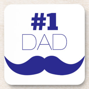 Nummer 1 Pap Blue Mustache - Nummer 1 Onderzetter