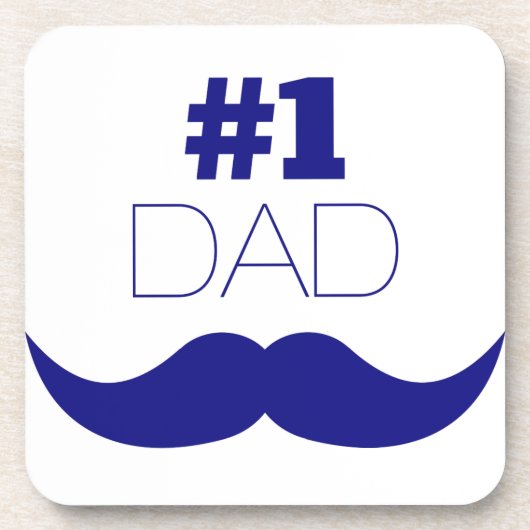 Nummer 1 Pap Blue Mustache - Nummer 1 Onderzetter (Voorkant)