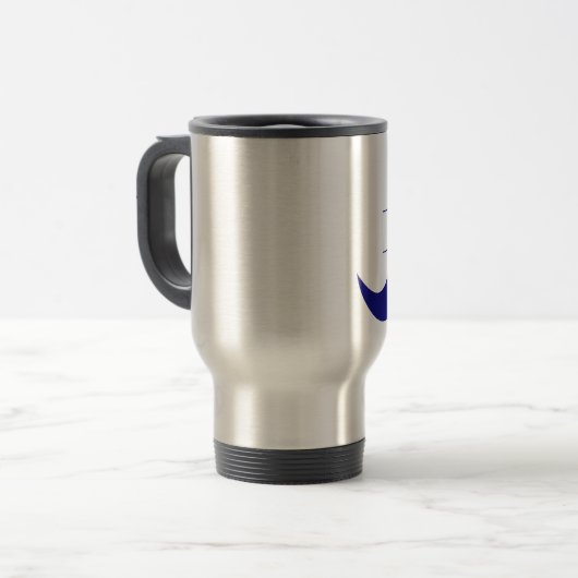 Nummer 1 Pap Blue Mustache - Nummer 1 Reisbeker (Voorkant links)