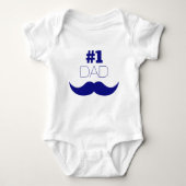 Nummer 1 Pap Blue Mustache - Nummer 1 Romper (Voorkant)