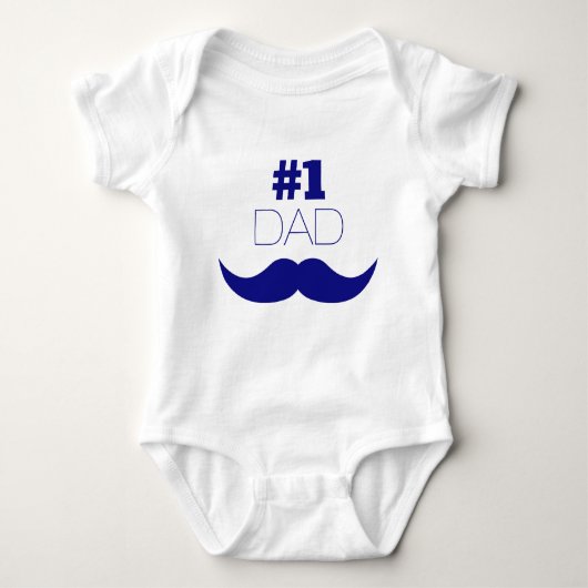 Nummer 1 Pap Blue Mustache - Nummer 1 Romper (Voorkant)