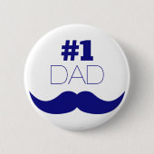 Nummer 1 Pap Blue Mustache - Nummer 1 Ronde Button 5,7 Cm (Voorkant)