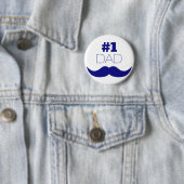 Nummer 1 Pap Blue Mustache - Nummer 1 Ronde Button 5,7 Cm (In situ)