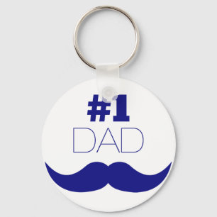 Nummer 1 Pap Blue Mustache - Nummer 1 Sleutelhanger