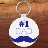 Nummer 1 Pap Blue Mustache - Nummer 1 Sleutelhanger (Voorkant)