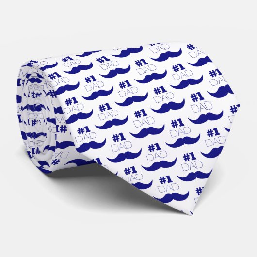 Nummer 1 Pap Blue Mustache - Nummer 1 Stropdas (Opgerold)
