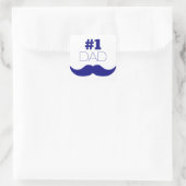 Nummer 1 Pap Blue Mustache - Nummer 1 Vierkante Sticker (Tas)