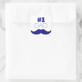 Nummer 1 Pap Blue Mustache - Nummer 1 Vierkante Sticker (Tas)