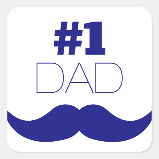 Nummer 1 Pap Blue Mustache - Nummer 1 Vierkante Sticker (Voorkant)