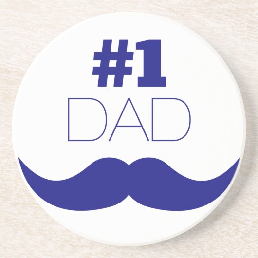 Nummer 1 Pap Blue Mustache - Nummer 1 Zandsteen Onderzetter (Voorkant)