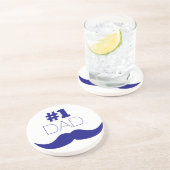 Nummer 1 Pap Blue Mustache - Nummer 1 Zandsteen Onderzetter (Zijkant)