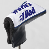 Nummer 1 Pap Fathers Dag donkerblauwe tekst Golf H Golfheadcover (3/4 voorkant)