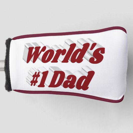 Nummer 1 Pap Fathers Day Burgundy text Golf Head Golfheadcover (Voorkant)