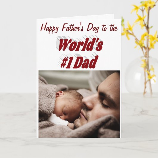 Nummer 1 Pap Fathers Day Foto bogundy Kaart (Gele Bloem)