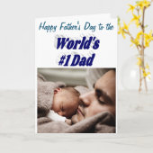 Nummer 1 Pap Fathers Day Foto donkerblauwe Kaart (Gele Bloem)