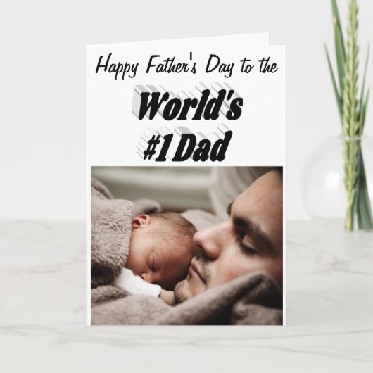 Nummer 1 Pap Fathers Day Foto zwarte Kaart (Voorkant)