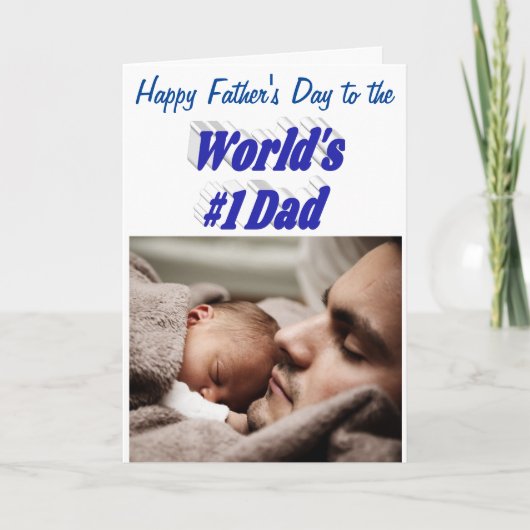 Nummer 1 Pap Fathers Day Fotoblauwe Kaart (Voorkant)