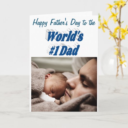 Nummer 1 Pap Vaders Dag Foto Kaart (Gele Bloem)