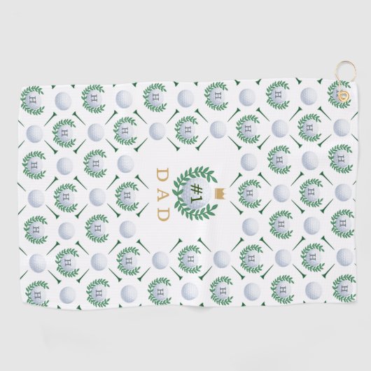 Nummer 1 Papa Golf Ball Pattern Custom Monogram Golfhanddoek