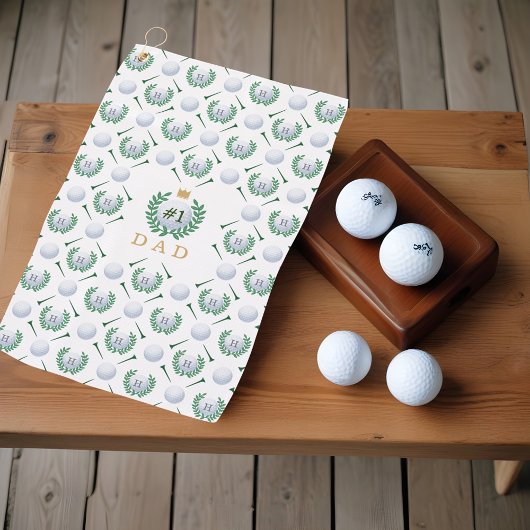 Nummer 1 Papa Golf Ball Pattern Custom Monogram Golfhanddoek