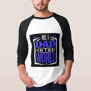 Nummer 1 papa in de wereld blauw zwart Vaderdag T-shirt