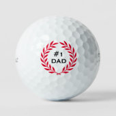 Nummer 1 Papa Moderne Krans Aangepaste Rode Set Golfballen (Voorkant)
