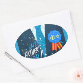 Nummer 1 PapNummer 1 pap blauw badge stropdas pak  Ovale Sticker (Envelop)