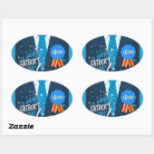 Nummer 1 PapNummer 1 pap blauw badge stropdas pak  Ovale Sticker (Vel)