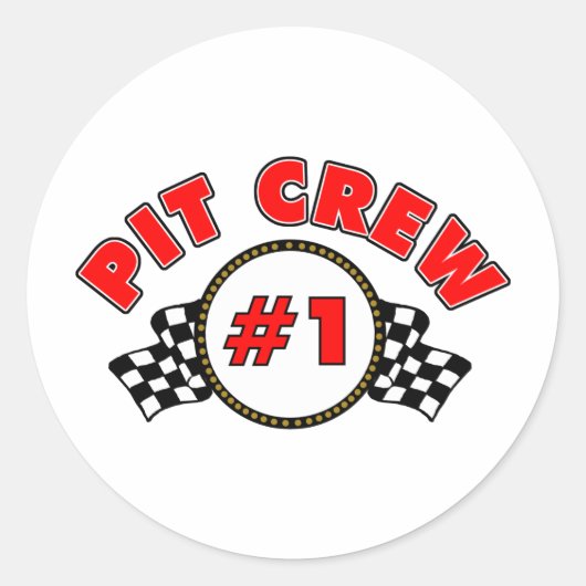 Nummer 1 Pit Crew Ronde Sticker (Voorkant)