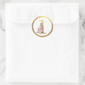 Nummer 1 Roze Rozen Bloemen & Elegant Goud Ronde Sticker (Tas)