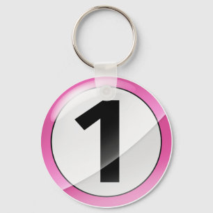 Nummer 1 roze Sleutelhanger