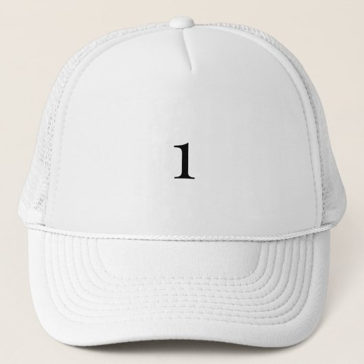 Nummer 1 tekst Symbool Logo Witte Kleur Trucker Pet (Voorkant)