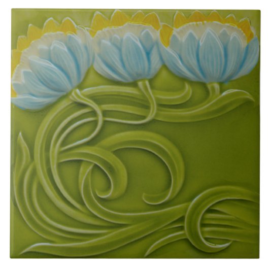 Nummer 1 van 3 Repo German Art Nouveau Jugendstil Tegeltje (Voorkant)