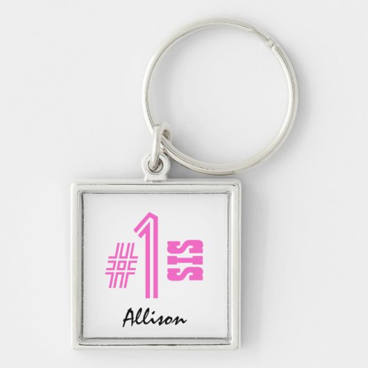 Nummer 1 Zusje Eigen naam Cadeauobject Sleutelhanger (Voorkant)